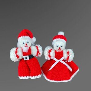 Vintage Crochet Santa and Mrs Claus Pair‎ DIY for Centerpiece Wreath or Display